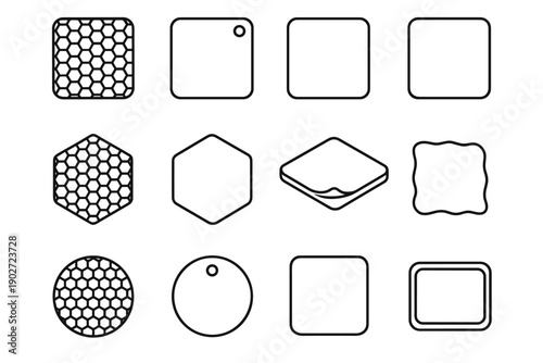 Icons functional modern surface accessory pattern structural trivet silicone guard vector icon