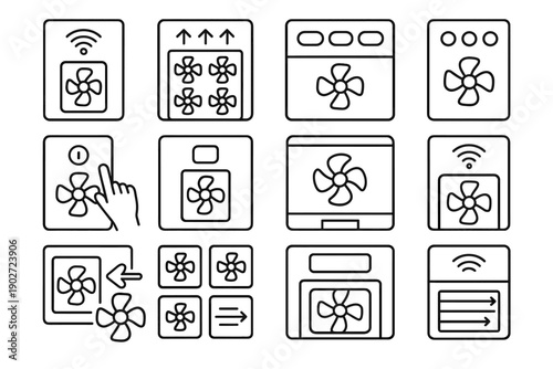 Icon controller modular unit silhouette component vector segmented fan rectangular housing smart