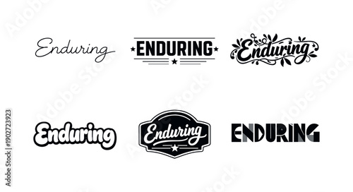 enduring style lettering. Set lettering. harmonious lettering variations of the same emblematic concept, each with different artistic
