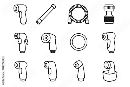 Icon portable clean elastic vector detachable sink sprayer adapter valve compact kitchen