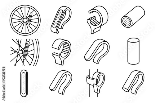 Attachment profile vector bike cycling clip icon grooves cylindrical safety spoke clean