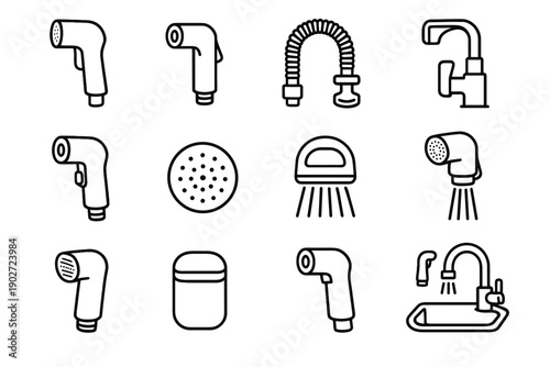 Look diffuser spray sprayer vector sink head icon practical portable rinse lightweight