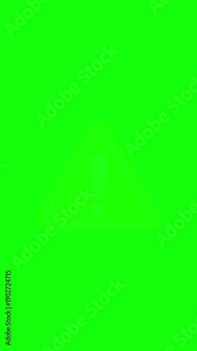 Red Warning Exclamation Mark Caution Icon Animation with Green Screen Chroma Key for Video Designers