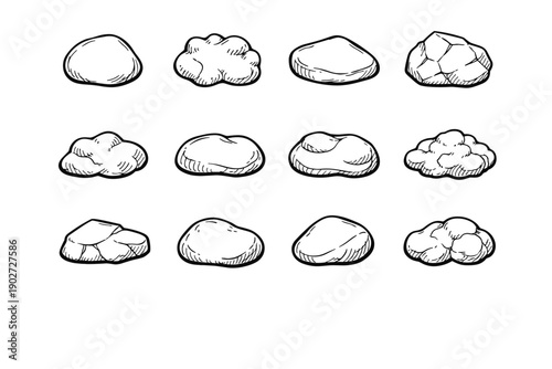 Uneven generation outline rock mineral lumpy icon shape pebble mass image vector