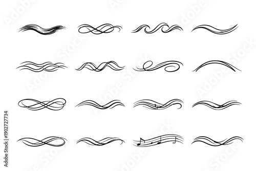 Serene image ribbon melodic rolling smooth simple harmonic rhythm icon generation vector