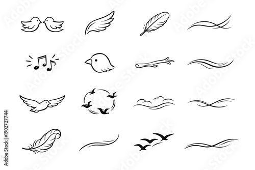 Icon flock stroke tender sky soft gentle line simple organic vector image
