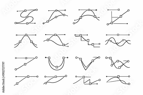 Curve four icons vector eight icon ten abstract eleven twelve manual