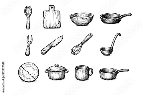Tool outline simple plate image generation kitchen cutting kitchenware vector icon pan