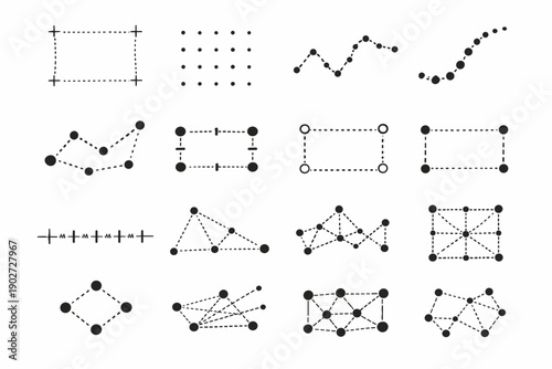 Icon dotted marks generation line measured vector points simple image alignment plotting