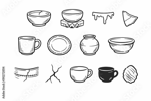 Generation ceramic vector simple plate raw seam image mug icon rustic artisan