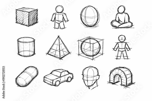 Vector base generation simple geometry image icon rough uncomplicated outline shape form