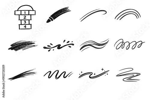 Simple vector sketchpad ribbon brush generation flick pen curve trace icon bounce