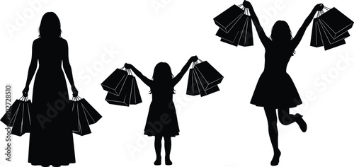 Black silhouettes of diverse men and women standing in casual and business attire for cad drawing flat vector illustration on white.