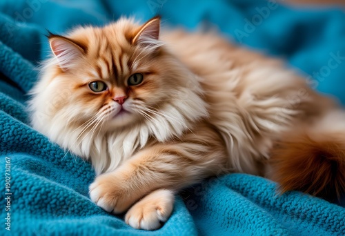 A Persian Cat on a warm Blanket