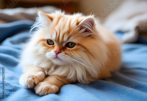 A Persian Cat on a warm Blanket