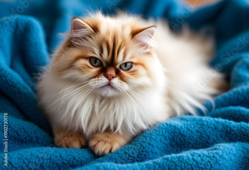 A Persian Cat on a warm Blanket