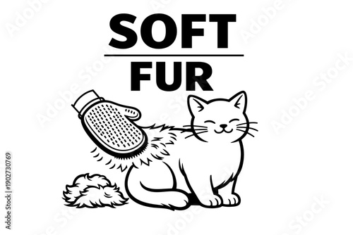 Cat enjoying grooming with glove for soft fur