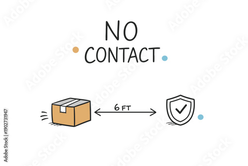No contact delivery: safe distance package and protection icon