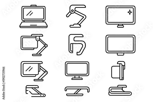 Vector surface clip hinge footplate fold lens magnifier icons icon screen guide