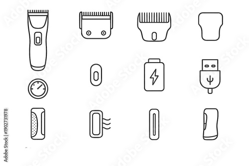 Icon pet vector grooming lithium weight cooling usb icons hair head blade