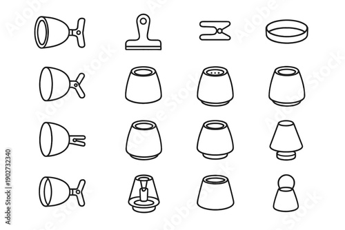 Household solution icons clamp vector icon rim lamp clip light simple spring