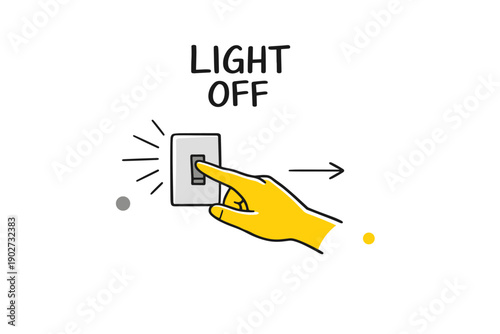 Illustration of hand turning off light switch