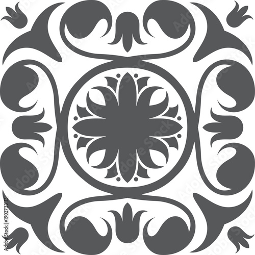 Square black ornament. Wall tile or floor pattern