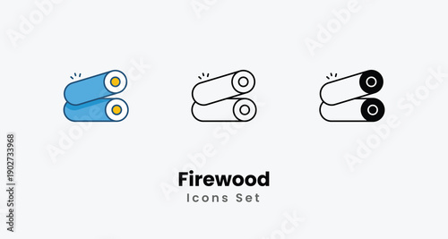 Firewood icons vector set stock illustration