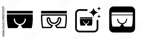 Men underwear icon for fashion, ecommerce, interfaces representing, boxers briefs and trunks in black vector illustration with transparent background