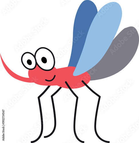 Mosquito color icon. Funny kid animal character