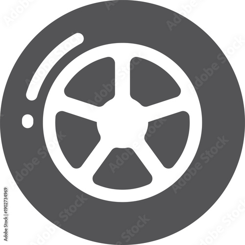 Car wheel black icon. Auto tire symbol