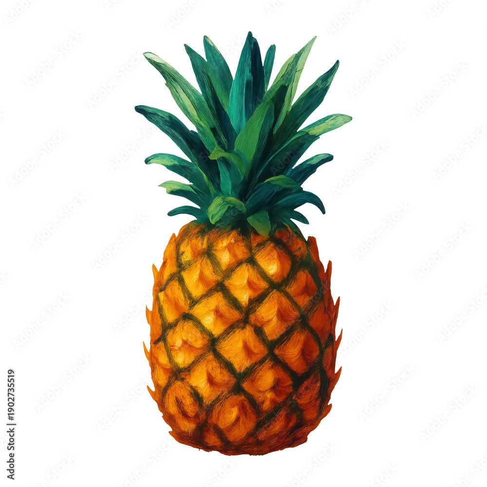 Fototapeta premium PNG Vibrant pineapple illustration on white.