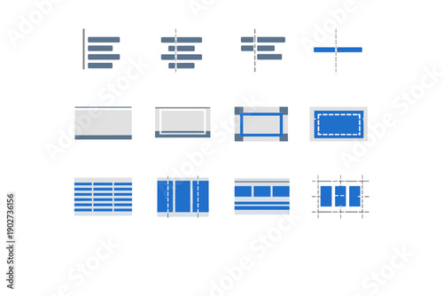 Vector center rhythm alignment top icon guide column image left layout simple