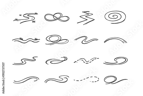 Icons icon vector zigzag spiraled detour sidewalk path line stroke wandering sweep