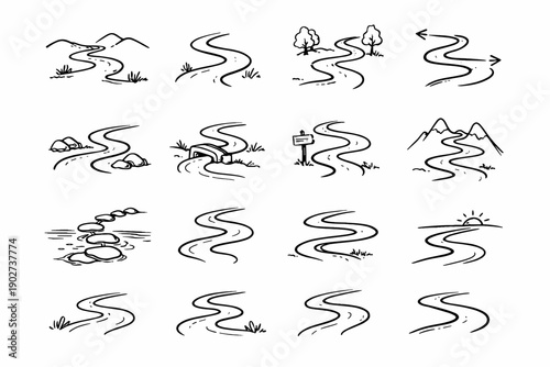 Generation icon freeform arc informal pathway curve drifting path vector image simple