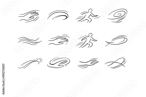 Simple generation image contour icon action outline vector loose path motion stroke