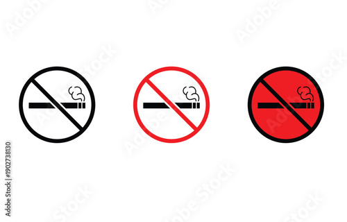 No smoking sign collection vector icons.