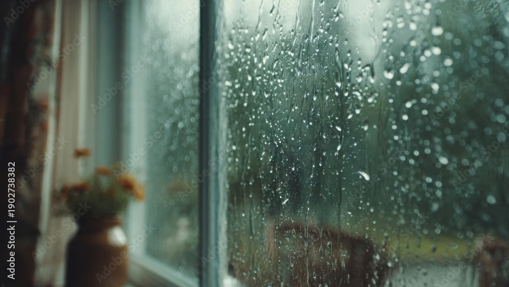 Obraz premium Rainy Day Window View