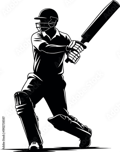 Cricket player in action with bat