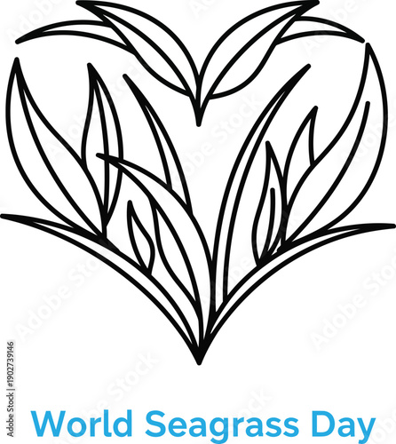 World Seagrass Day vector illustration for marine conservation and ocean ecosystem awareness featuring underwater seagrass meadow with aquatic plants for environmental protection