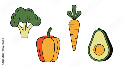 Vegetarian Food Line color filled modern design