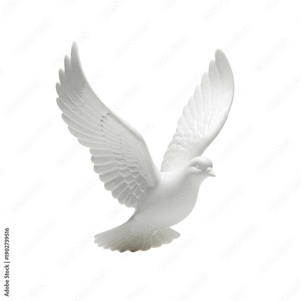 Fototapeta premium White porcelain dove flying