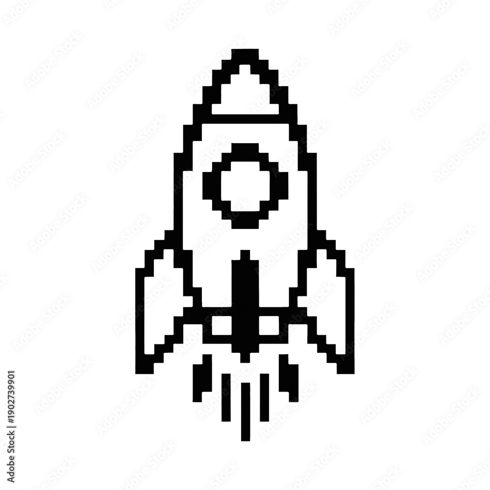 Obraz premium PNG Pixelated rocket ship illustration