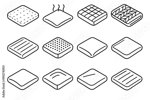 Patch corner pads icon weave plush ridge outline heating vector smart heat