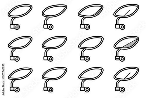 Arc rim mirror vector tilt icons bar tile aerodynamic traction band outline