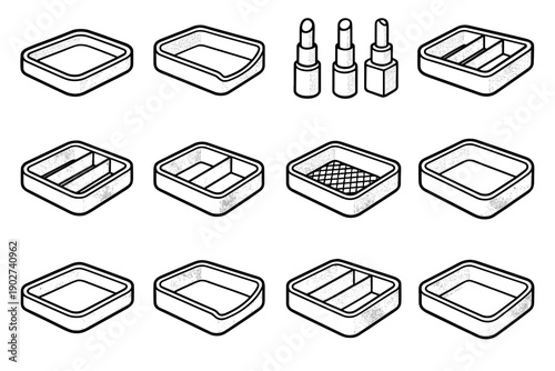 Tray rod cosmetics vector modern tilt shading patch panel ridge mesh surface