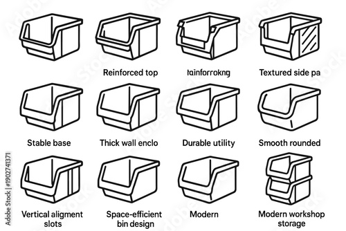 Supply icons base icon bin stackable vector housing rim slots support interlocking