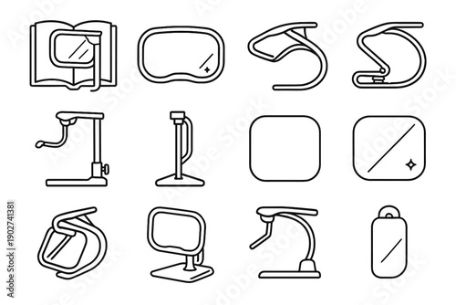 Icons frame vector support clip icon optical silhouette panoramic magnifier stable adjustable