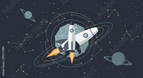 A serene illustration of star constellations evokes wonder and curiosity, perfect for educational content or space-themed designs.