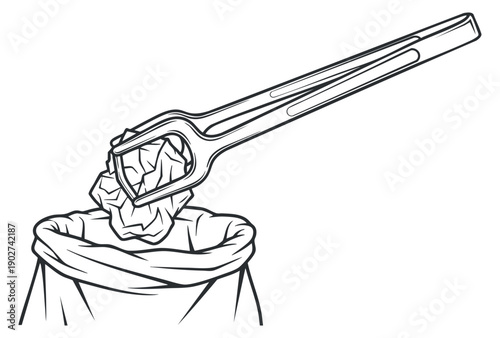 A dental hygiene toothbrush illustration in black and white outline style, ideal for health and wellness design projects